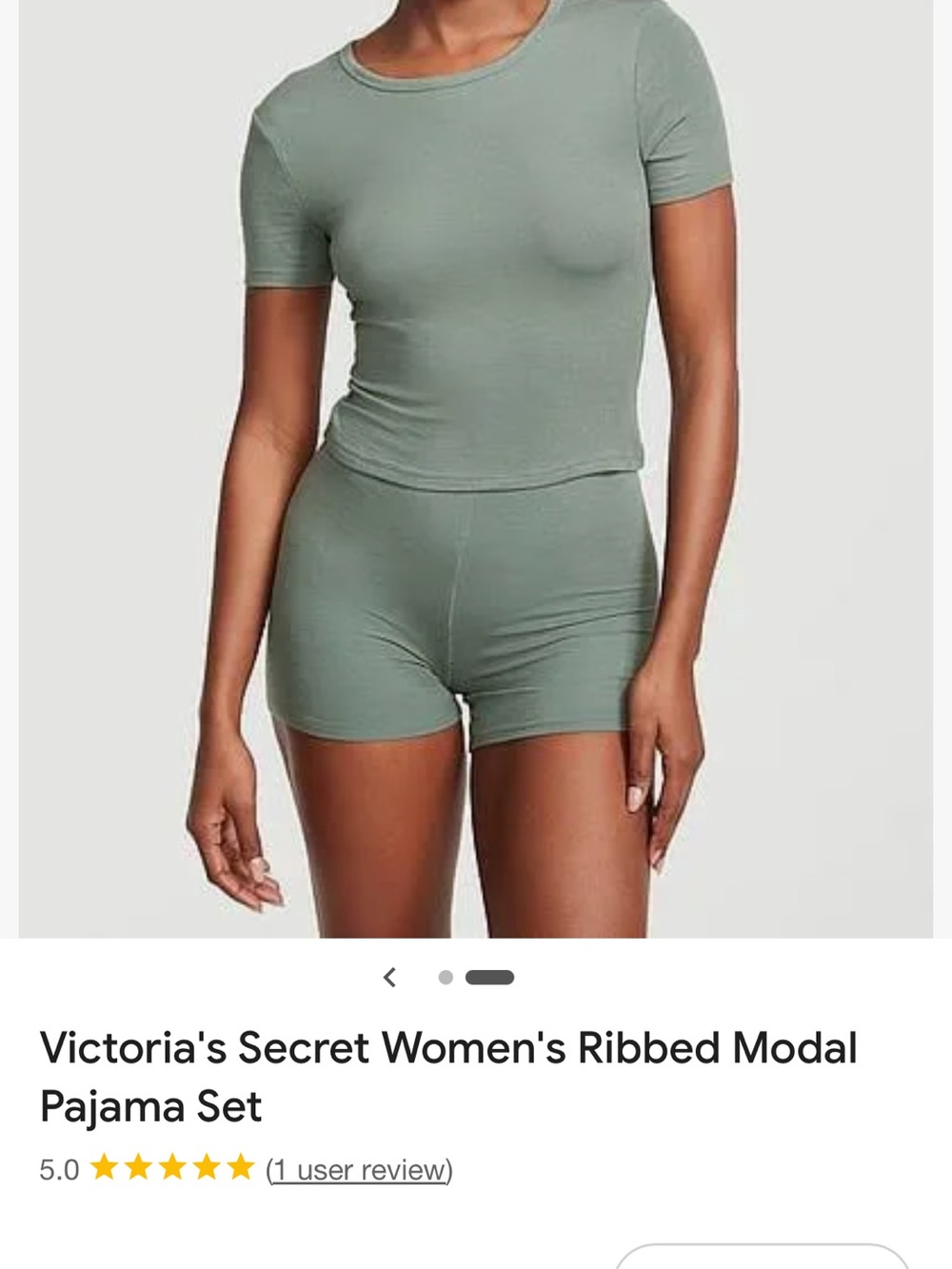 Dark Green Ribbed Tee and Shorts modal Loungewear Set